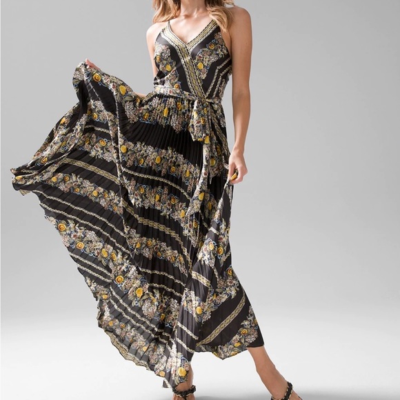 White House Black Market Dresses & Skirts - White House Black Market Black and Yellow Floral Maxi Dress